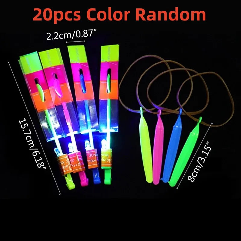 LED Flash Rocket Slingshot Toy | Flying Helicopter Glow Party Gift