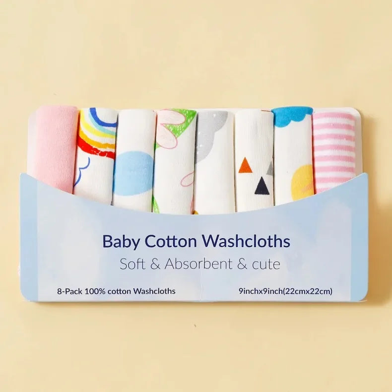 5/8 Pcs Cotton Newborn Baby Towels | Soft Washcloths & Nursing Wipes
