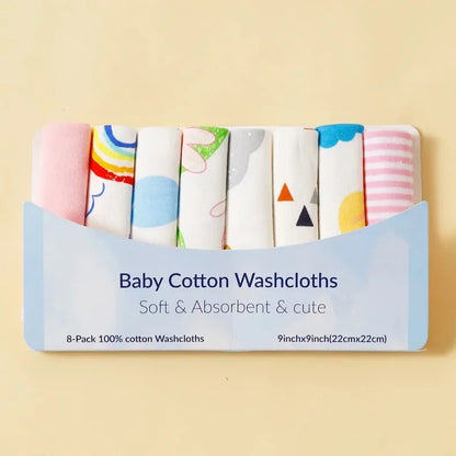 5/8 Pcs Cotton Newborn Baby Towels | Soft Washcloths & Nursing Wipes
