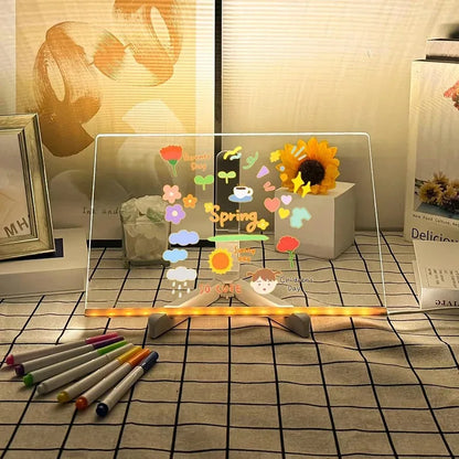 LED Drawing Board for Kids Magic Light Blackboard with Night Lamp Reusable Acrylic Message Doodle Toy Art Montessori Kids Gift