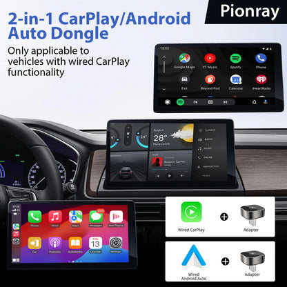 Pionray 2-in-1 Wireless CarPlay & Android Auto Adapter | 5GHz WiFi