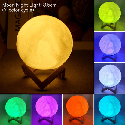 Moon Lamp LED Night Light | Starry Bedroom Décor & Kids Gift