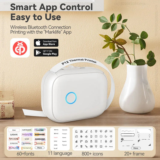 Portable Mini Thermal Label Printer | Marklife P12 Sticker Maker