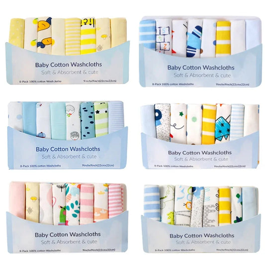 5/8 Pcs Cotton Newborn Baby Towels | Soft Washcloths & Nursing Wipes