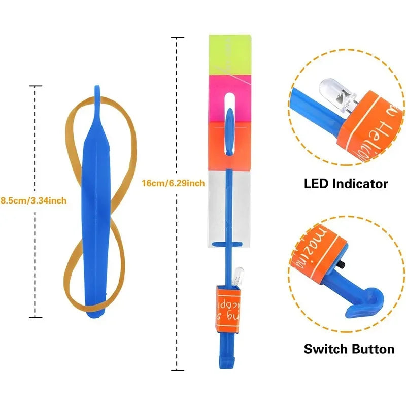 LED Flash Rocket Slingshot Toy | Flying Helicopter Glow Party Gift