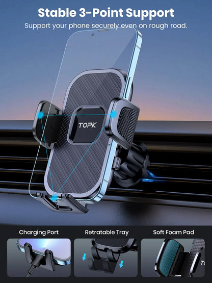 TOPK Car Phone Holder | Gravity Stand Dashboard, Windshield & Air Vent