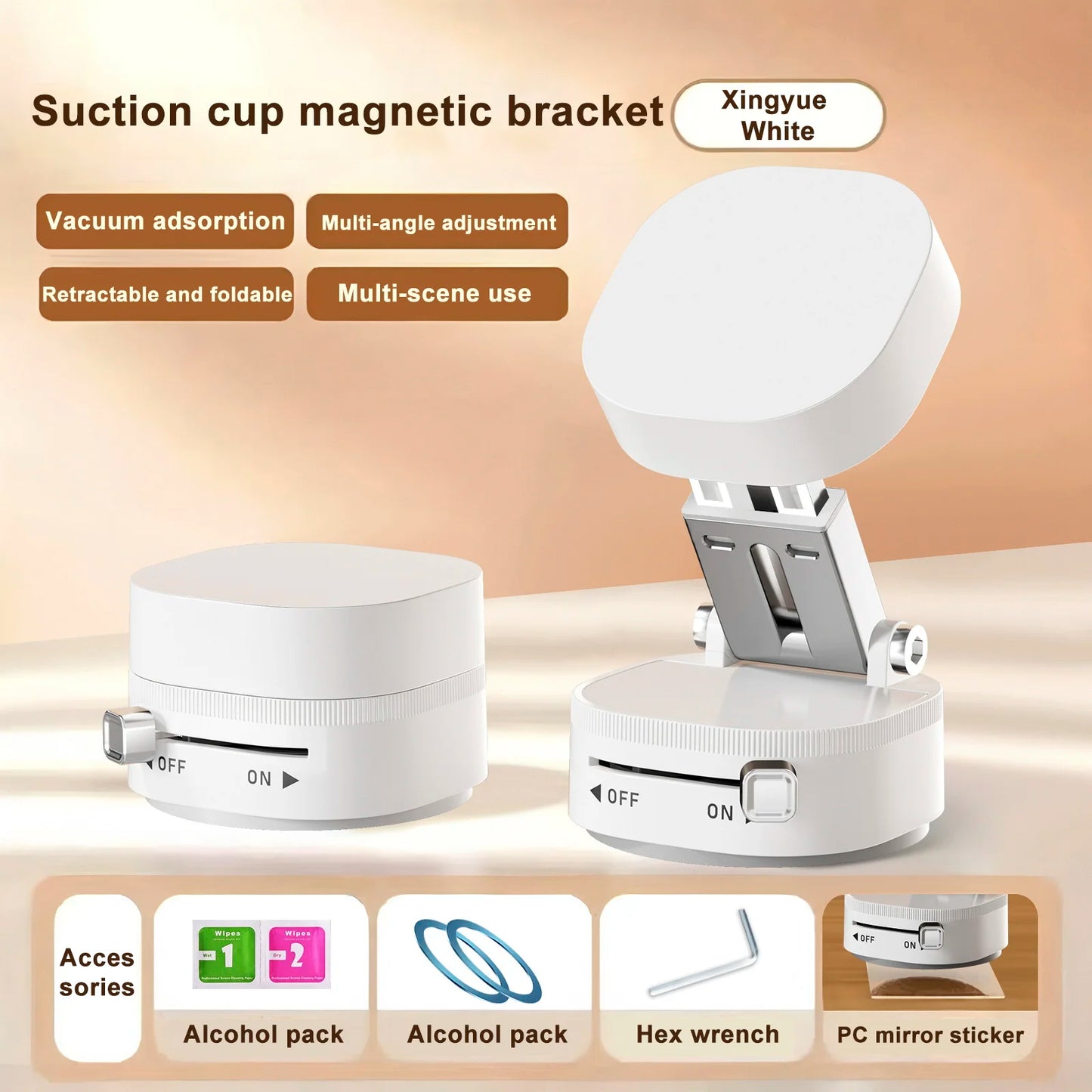 Magnetic Suction Cup Phone Holder | Foldable Multi-Functional Stand