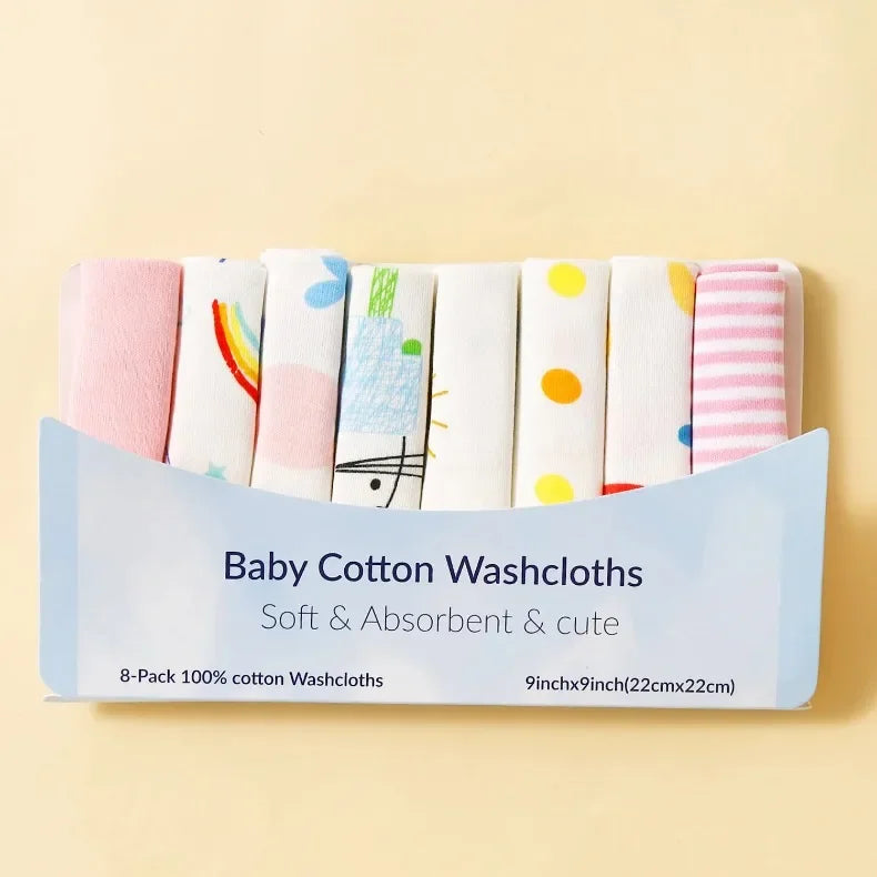 5/8 Pcs Cotton Newborn Baby Towels | Soft Washcloths & Nursing Wipes