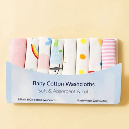 5/8 Pcs Cotton Newborn Baby Towels | Soft Washcloths & Nursing Wipes