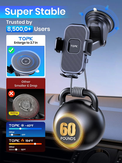 TOPK Car Phone Holder | Gravity Stand Dashboard, Windshield & Air Vent