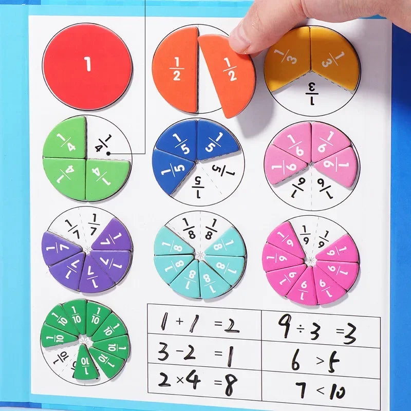 Montessori Fraction Math Toy | Magnetic Wooden Educational Book