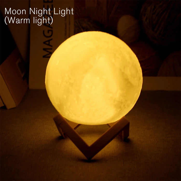 Moon Lamp LED Night Light | Starry Bedroom Décor & Kids Gift