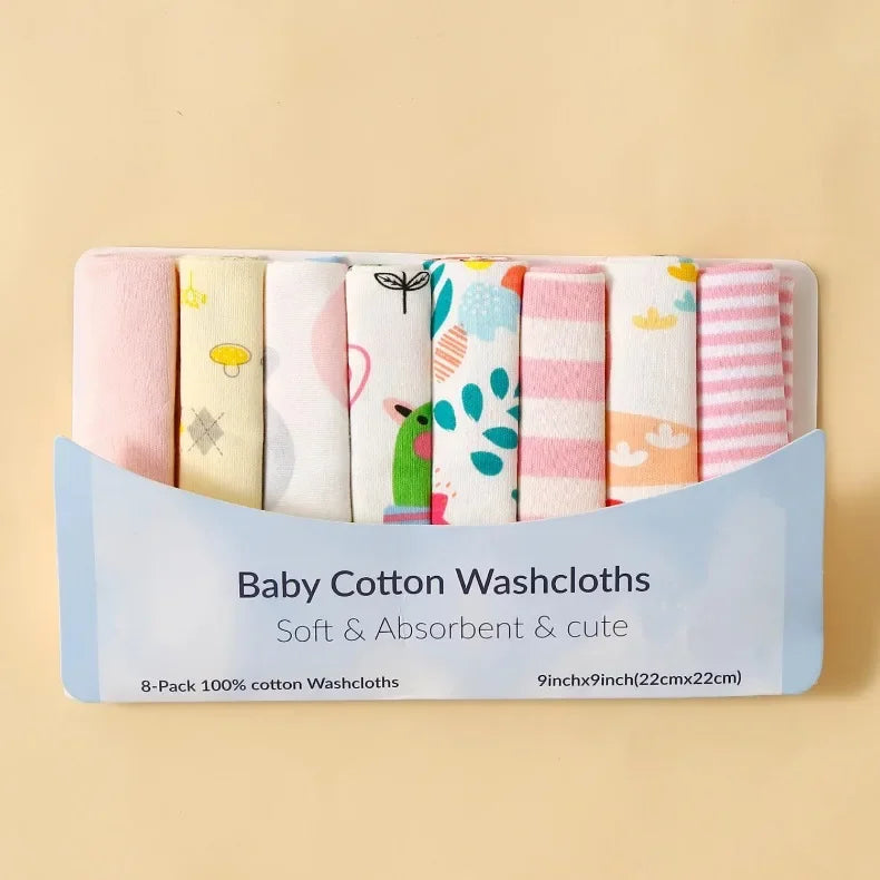 5/8 Pcs Cotton Newborn Baby Towels | Soft Washcloths & Nursing Wipes