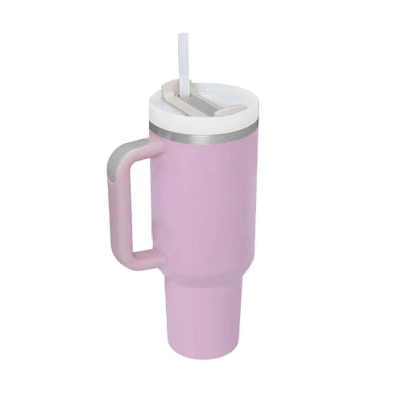 40oz Insulated Tumbler with Handle & Straw | Stainless Steel Travel Mug