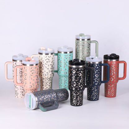 40oz Insulated Tumbler with Handle & Straw | Stainless Steel Travel Mug