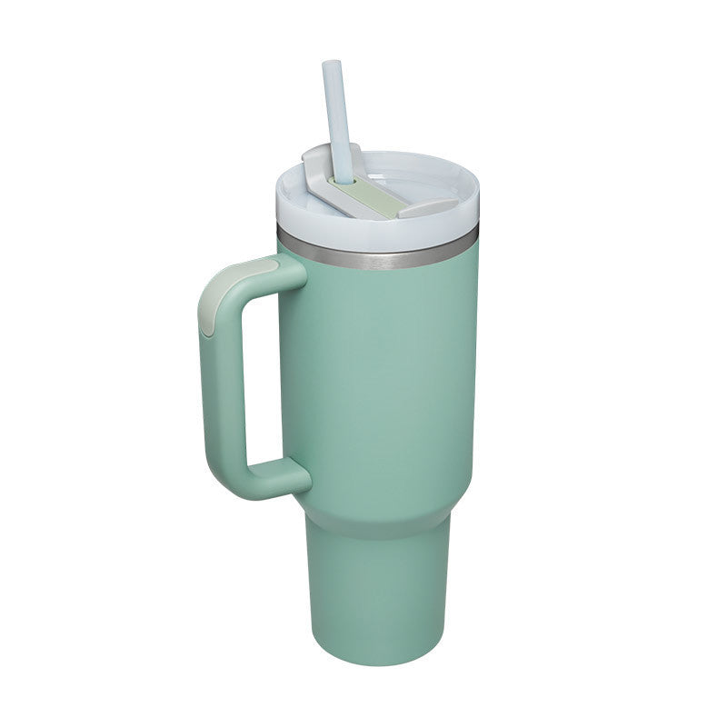 40oz Insulated Tumbler with Handle & Straw | Stainless Steel Travel Mug