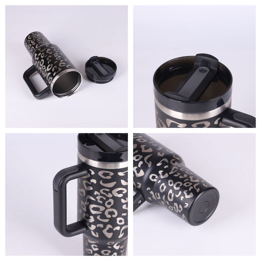 40oz Insulated Tumbler with Handle & Straw | Stainless Steel Travel Mug
