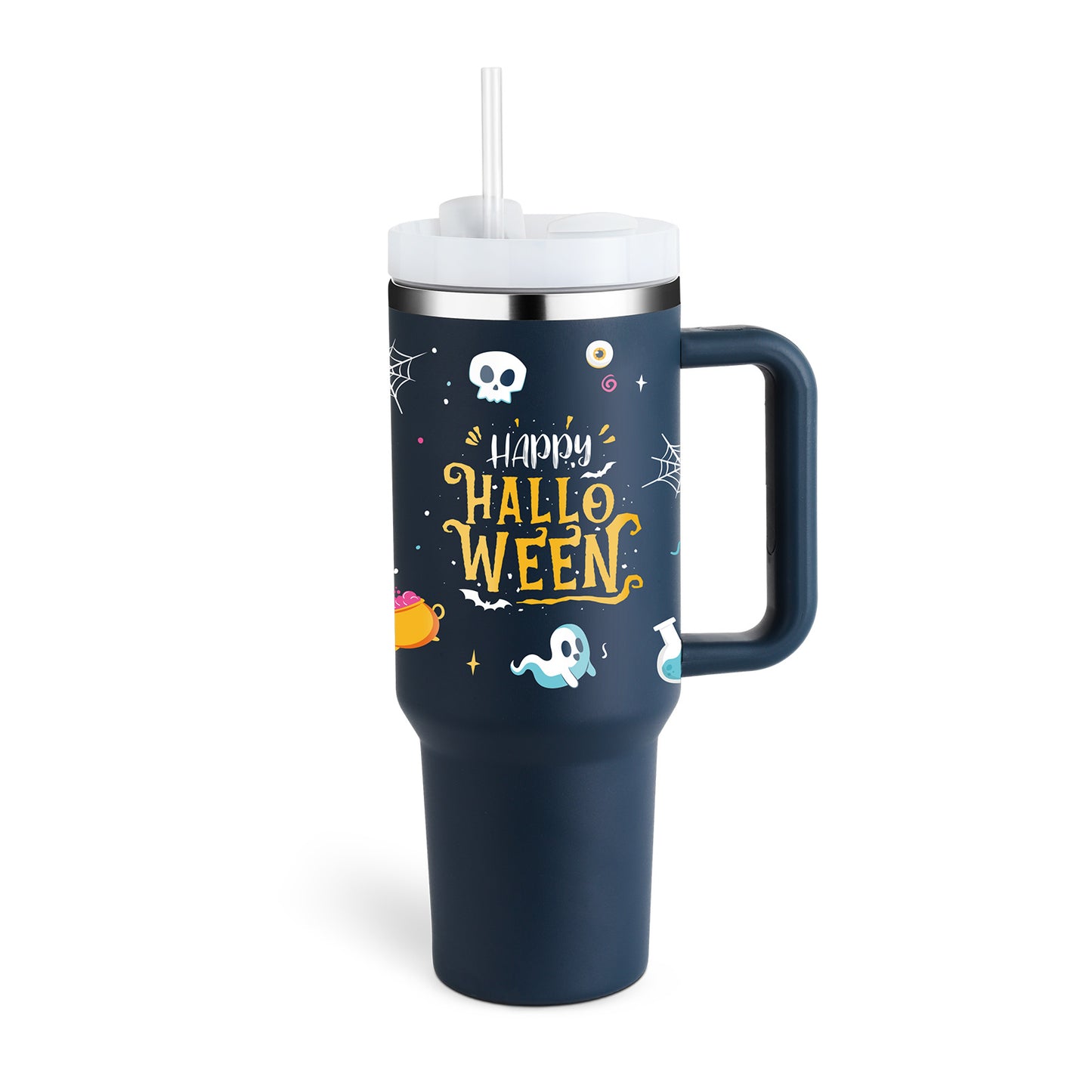 40oz Insulated Tumbler with Handle & Straw | Stainless Steel Travel Mug