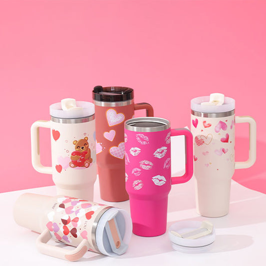 40oz Insulated Tumbler with Handle & Straw | Stainless Steel Travel Mug