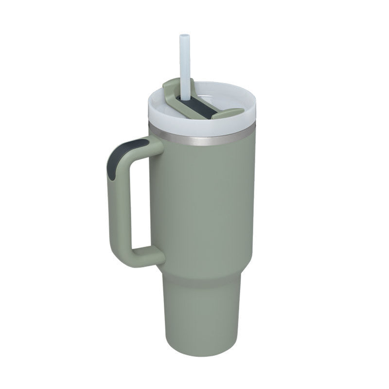 40oz Insulated Tumbler with Handle & Straw | Stainless Steel Travel Mug