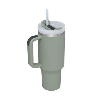 40oz Insulated Tumbler with Handle & Straw | Stainless Steel Travel Mug